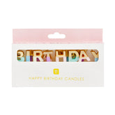 Kerzen "Happy Birthday" Pastellfarben mit Gold